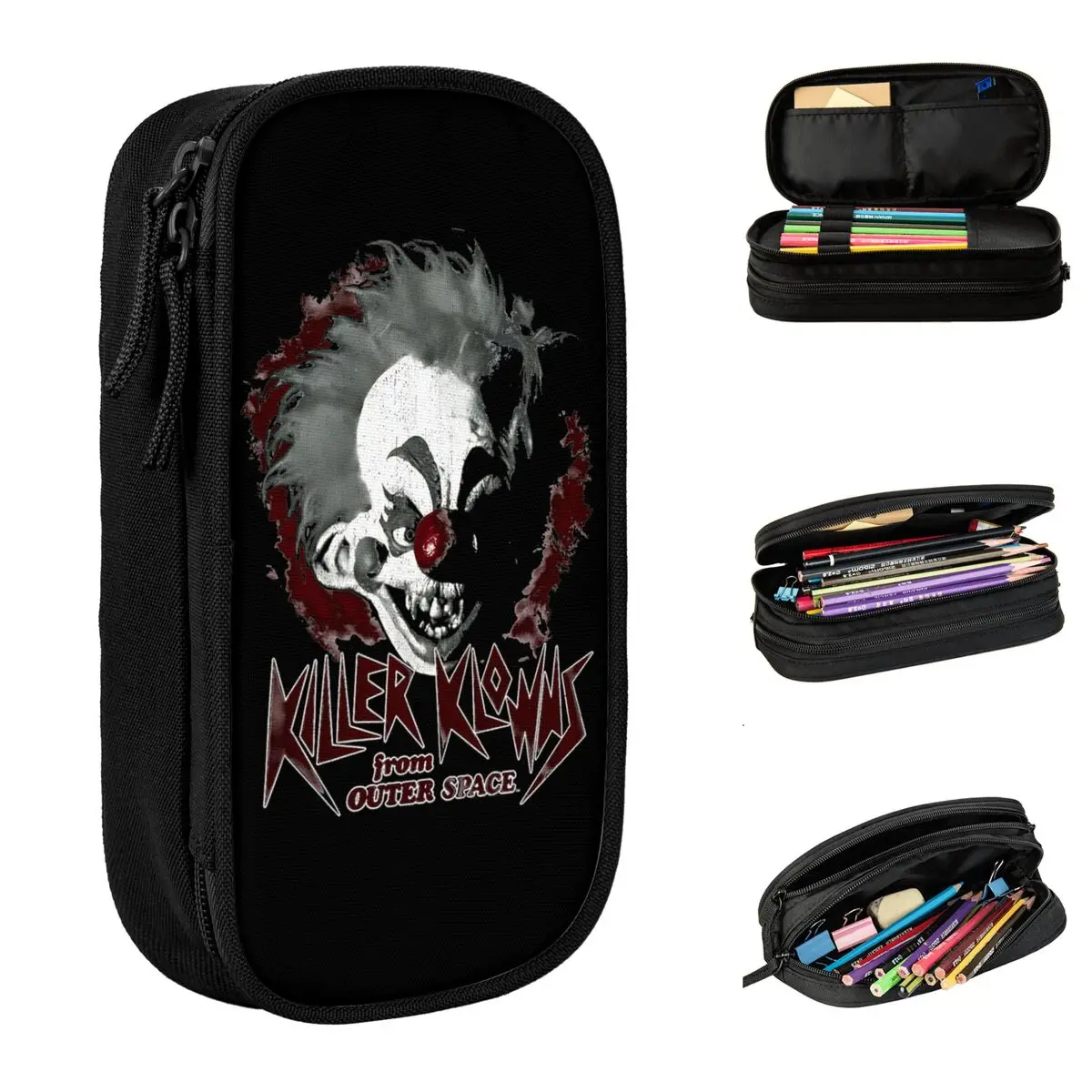 Horror Killer Klowns From Outer Space Movie Magori Pencil Cases Cute Pen Box Large Storage Students School Cosmetic Pencilcases