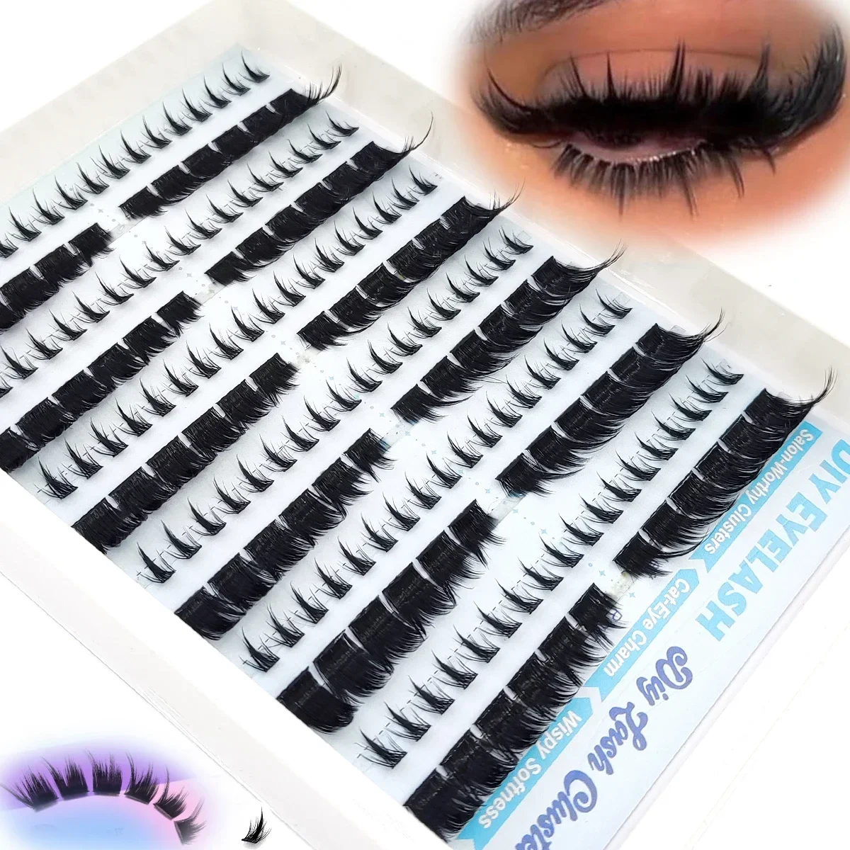 HBZGTLAD new dramatic diagonal fly eyelash cluster eyelash extension bottom eyelash artificial mink strip single eyelash cat eye