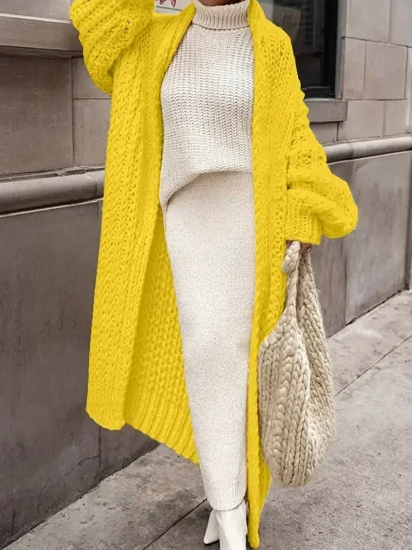 Loose Knitted Cardigan Women 2023 Autumn Winter Streetwear Spring Elegant Long Outerwear Maxi Y2k Sweater Long Coat Soft Jackets