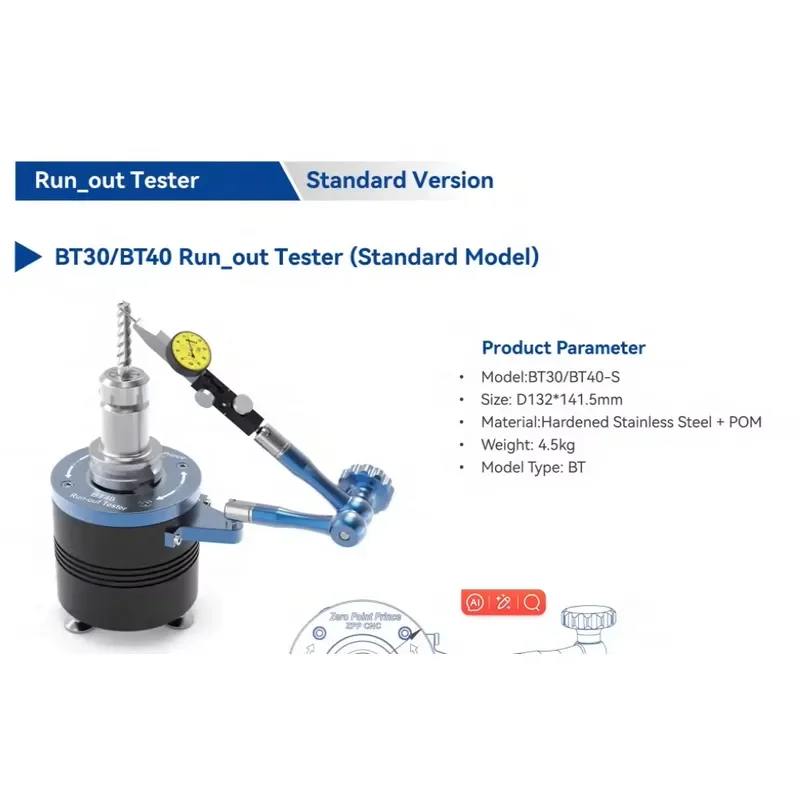 BT40 Tool Runout Tester, CNC Tool Holder Runout Tester Dial Indicator for Spindle Concentricity Tool Deviation Calibration
