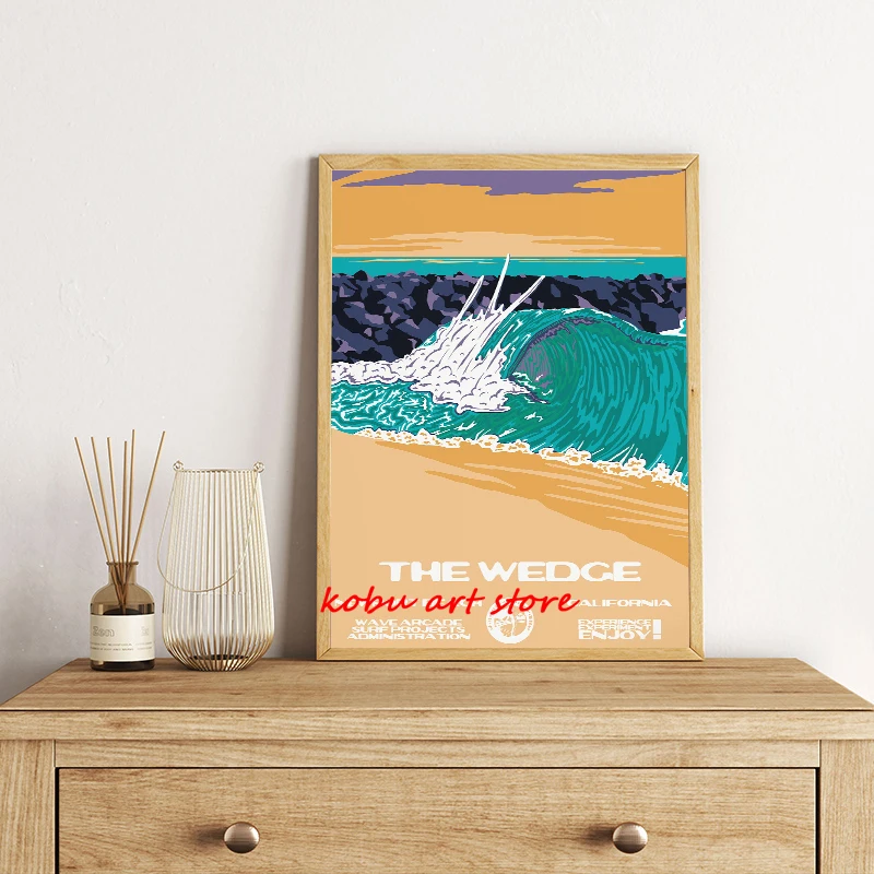 Vintage National Parks Surf Poster San Diego San Francisco, California Coastal Beach Canvas Painting Wall Art Prints Home Decor