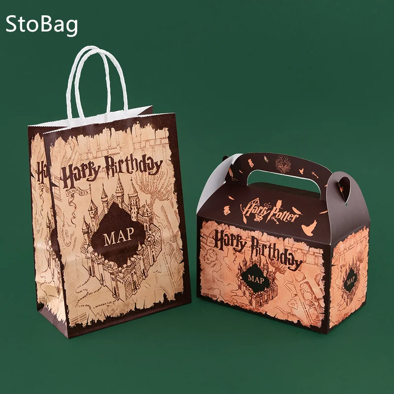 

Stobag-black kraft paper box 12PCs gift packaging birthday party Baby Shower Decoration Suppily candy snack chocolate wholesale