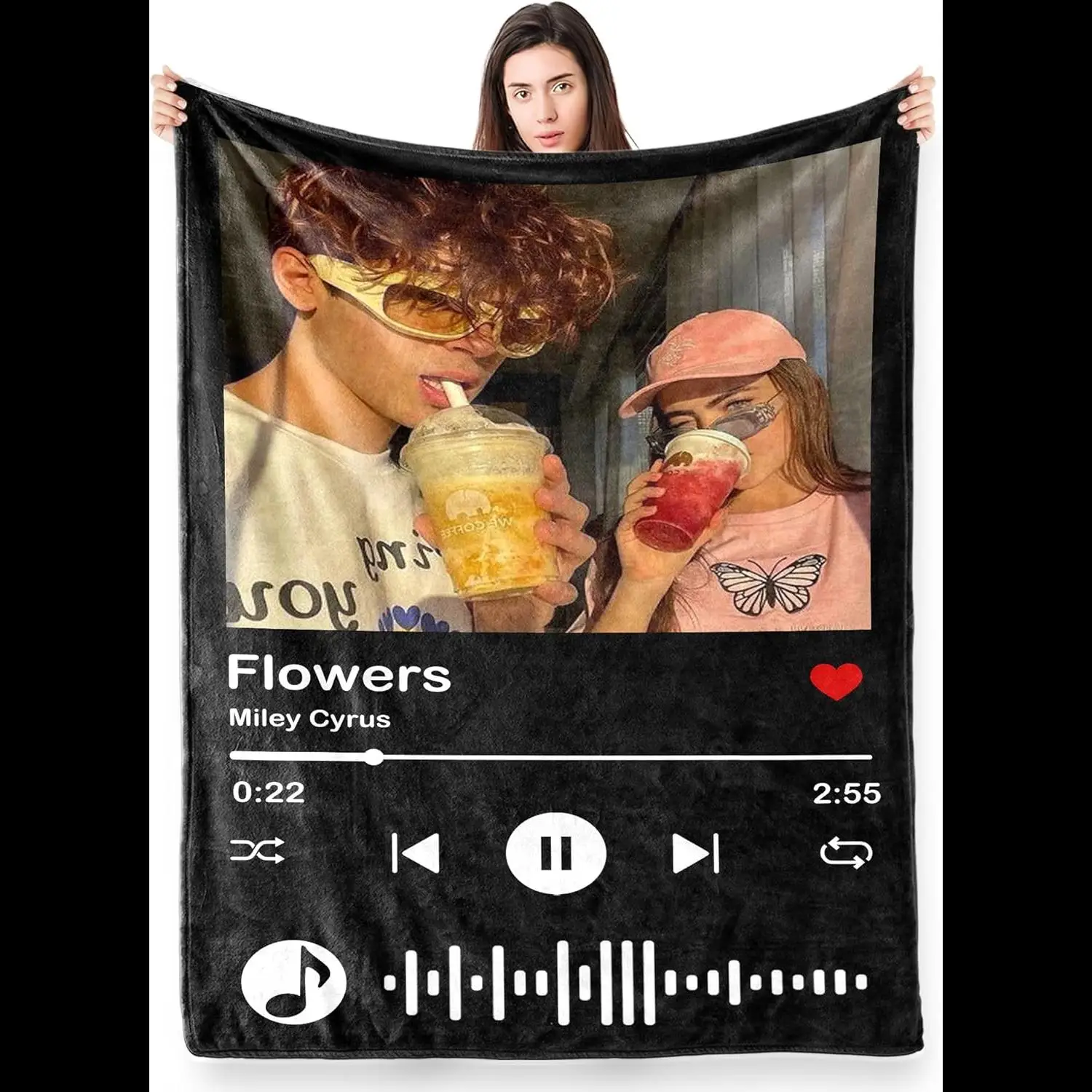 

VIBEOWAVE персонализированное одеяло с музыкальным кодом, пледы на заказ для пар, семьи, детей, идеальные подарки для мамы, папы, близких