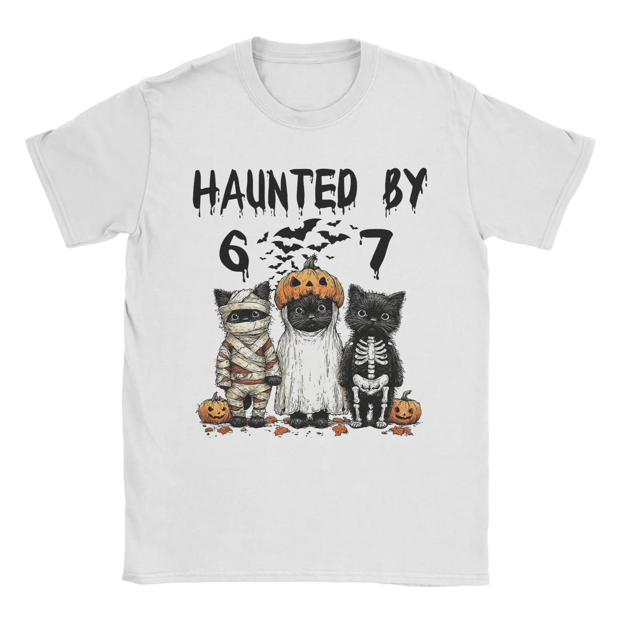 

Haunted 6 7 Six Seven 67 Meme Halloween T Shirts Men Cotton Funny T-Shirts Round Neck Tee Shirt Short Sleeve Clothing Original
