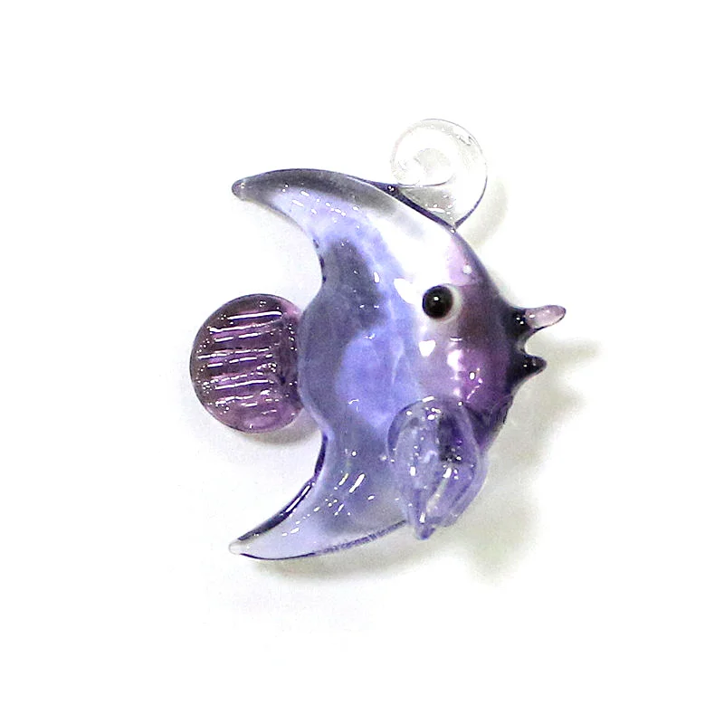 8pcs Custom Cute Mini Glass Fish Pendant Aquarium Sea Animal Series Ornaments DIY Women Fashion Charm Jewelry Making Accessories