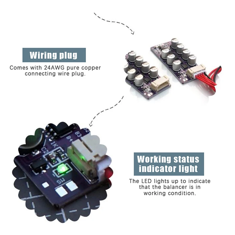 1.2A Active Balancer BMS for 3S-6S Li-ion/LiFePO4–Capacitive Energy Transfer Board,Balances CellVoltage,1.2A EqualizationCurrent