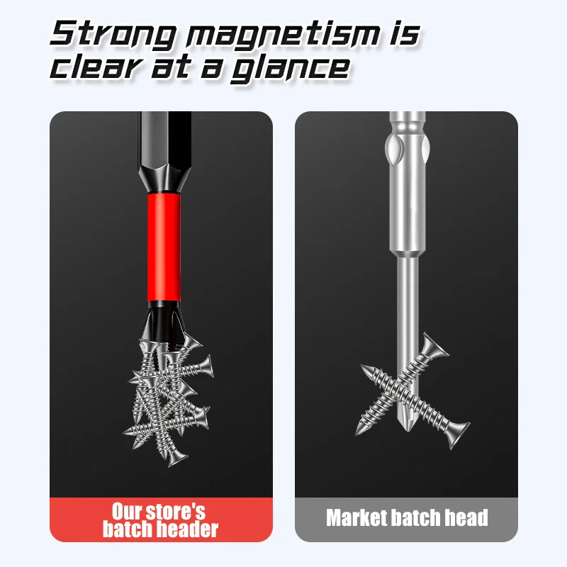 Cabeza de lote de impacto antideslizante, Cruz magnética fuerte, tornillo de dureza de alto Torque, juego de brocas de Destornillador Ph2