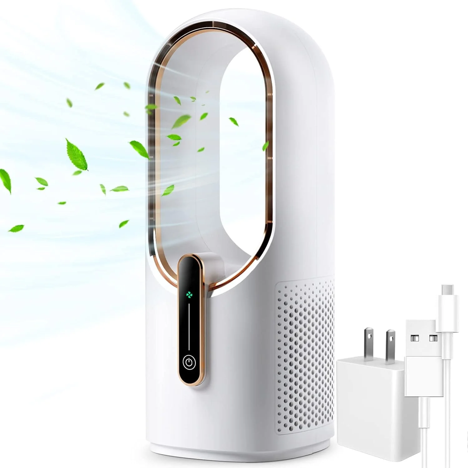 ابق رائعًا مع مروحة مكتب صغيرة ومحمولة وهادئة مقاس 11.8 بوصة بدون شفرات - مثالية لغرفة النوم وغرفة المعيشة والمكتب