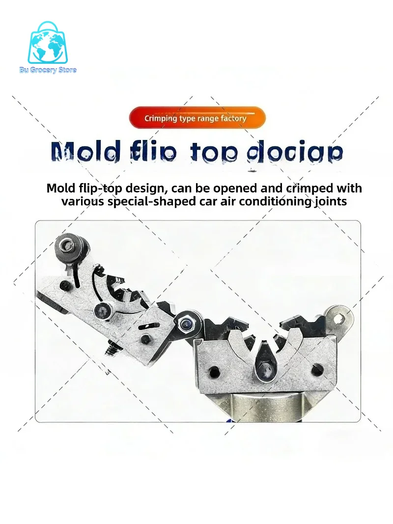 12 Tons Manual Hydraulic Pipeline Crimper Portable Small Automotive Air Conditioning Pipe Maintenance Press Tool