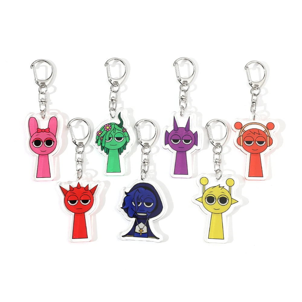 

Hot Games Sprunki Fashion Keychain Acrylic Pendant Metal Keychain for Women Men for Bag Pendant Accessories Gift