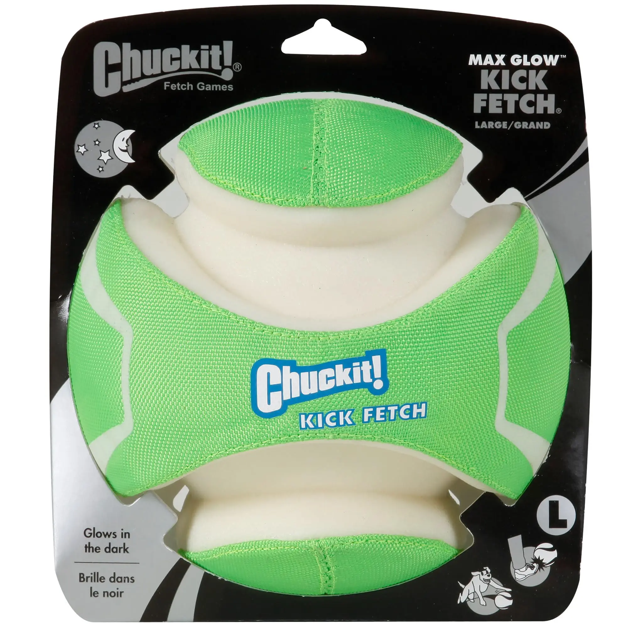 ChuckIt! Kick Fetch Dog Toy Ball, Glow In The Dark