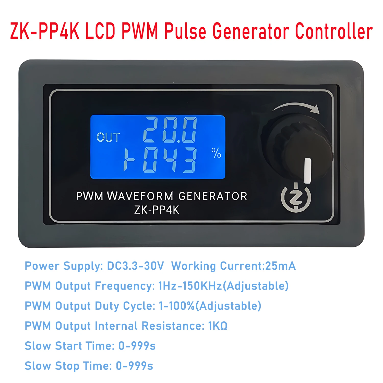 

ZK-PP4K LCD PWM Pulse Generator 12V24V 48V 72V Motor Speed Regulation Lighting LED Dimming Control Driver Delay Start Delay Stop