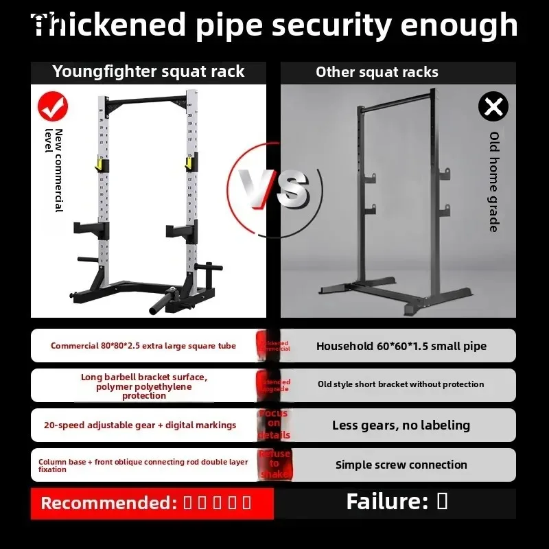 Squat Rack Free Bench Press Rack Multifunctional Commercial Fitness Equipment Barbell Half Frame Bench Press Combinationx31