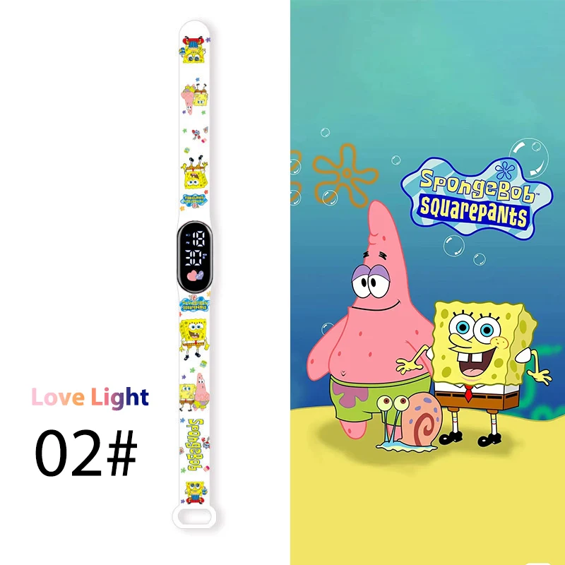 Cartoon SpongeBob Children Watches LED Square Anime Kids Watch Toy Touch Bracelet Waterproof Electronic intelligent Clock Gift