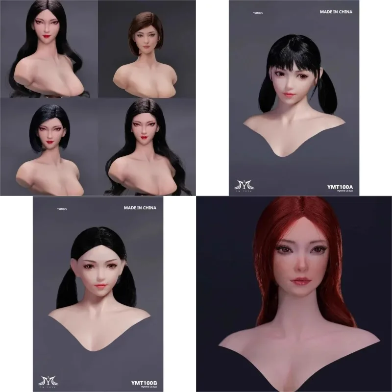 

YMT088 YMT089 YMT100 1/6 Scale Asia Beauty Girl Head Sculpt Carving Model for 12'' Female Soldier Body Doll Toys in Stock