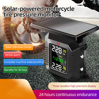 Motorcycle TPMS Tire Pressure Monitoring System Solar Charging Waterproof Motor Tyre Temperature Alarm With 2 External Sensors