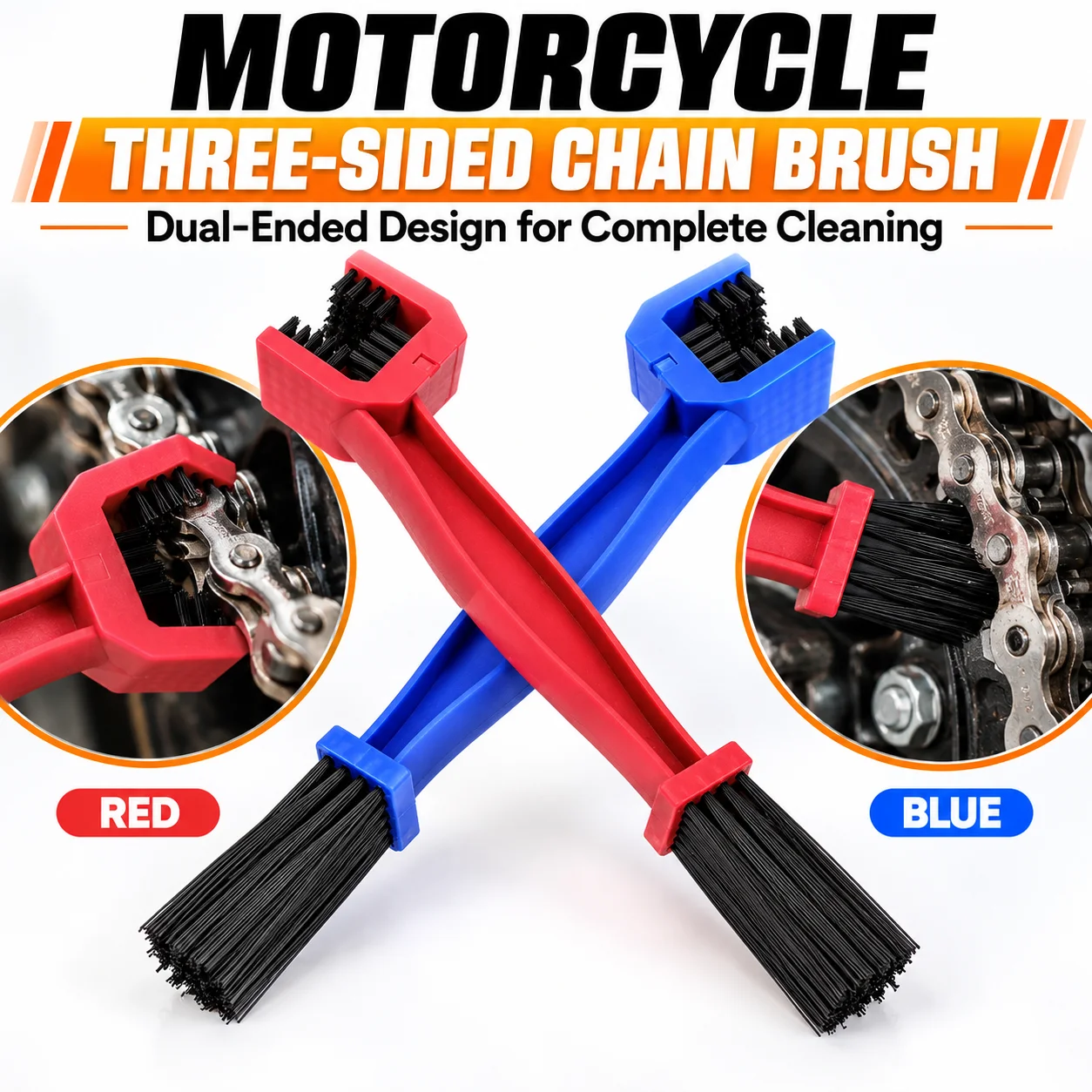 Motorcycle Road Bike Chain Cleaning Brush Portable Chain Cleaner Bicycle Clean Motorcycle Chain Cleaner Maintenance Tool
