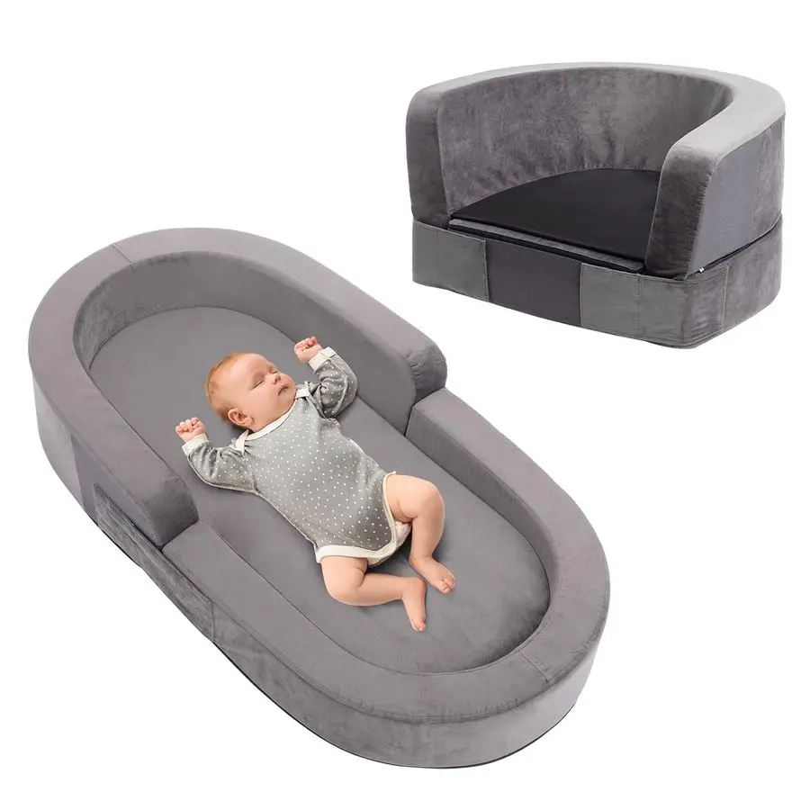 

Toddler Travel Bed, Baby Floor Chair, 2in1 Foldable Toddler Bed for Family Travel, Vacation