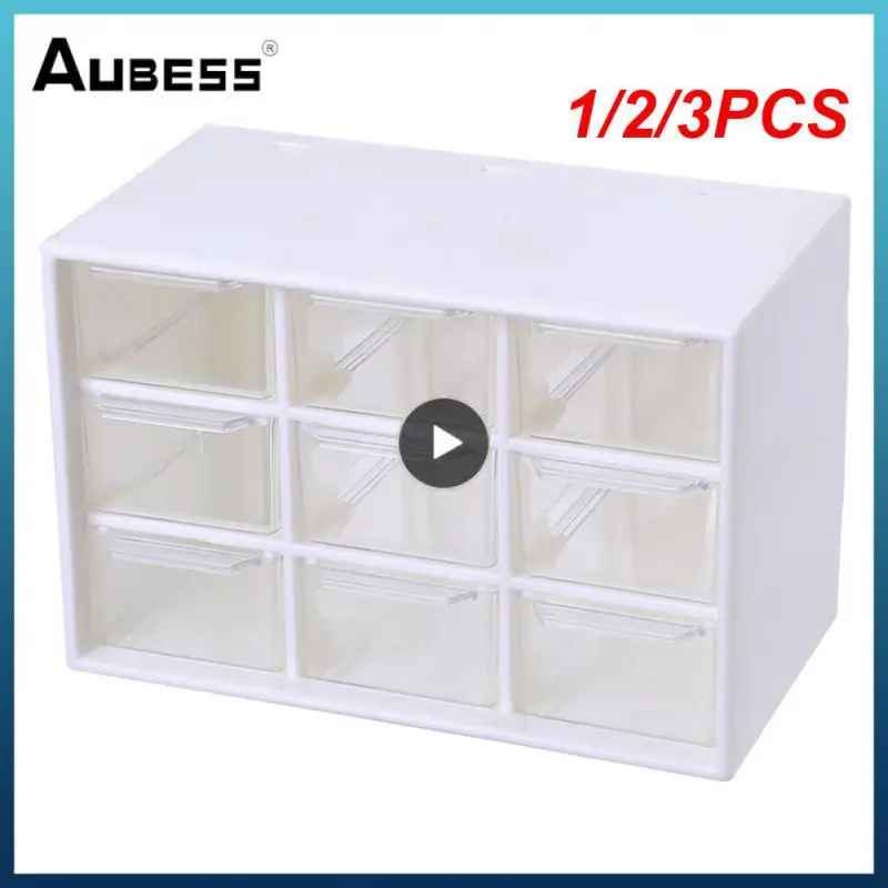 1/2/3PCS Drawers Storage Cabinet Organiser,Desktop Organizer with 9 Grad Mini Transparent Cabinets Drawers,Plastic Jewelry