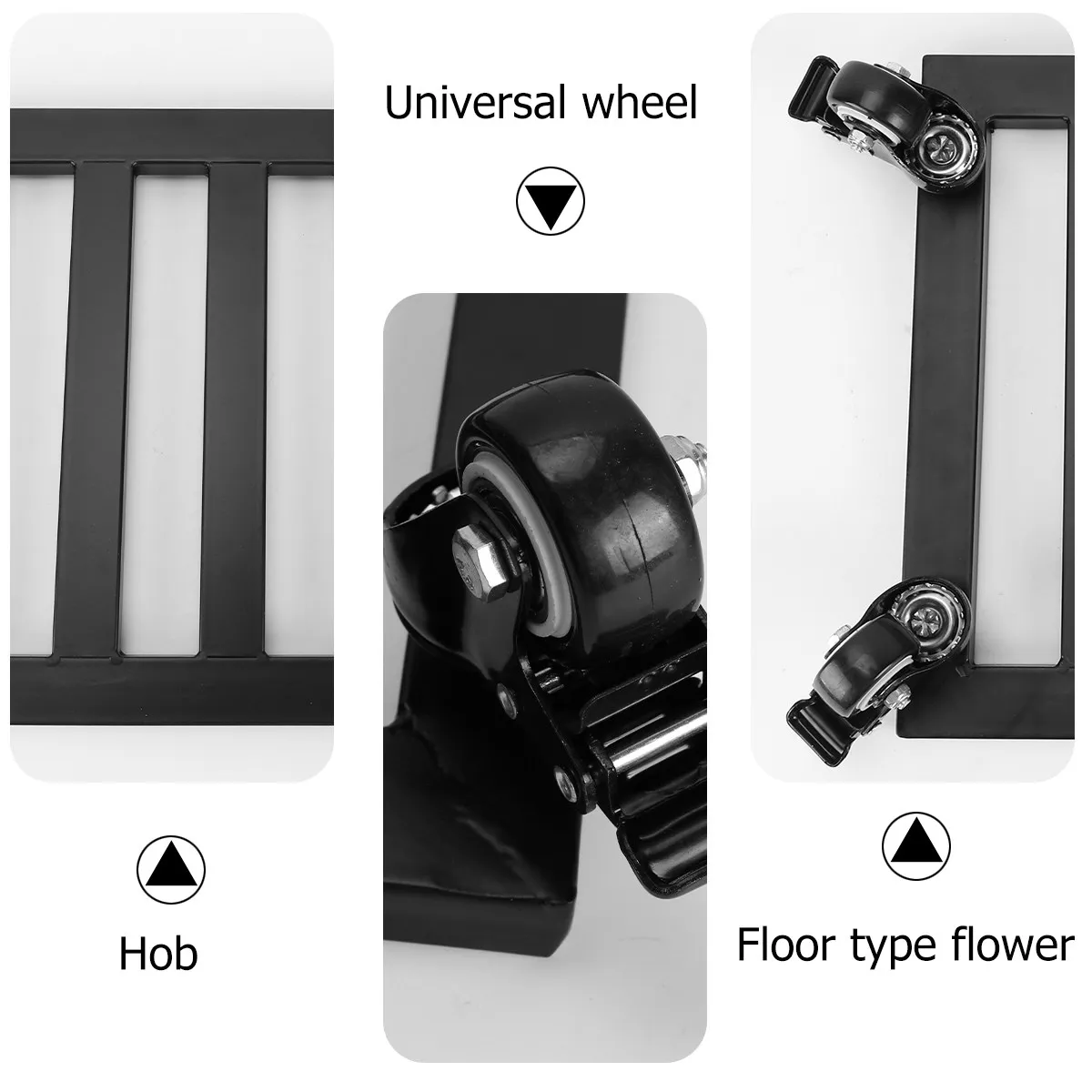 Metal Rolling Plant Stand for Heavy Pots Indoor Outdoor Use Square Design Sturdy Bonsai Shelf with Wheels Black Plant Dolly