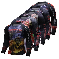 Uomo Rashguard MMA t-shirt 3D stampato Bjj boxe Sport top manica lunga Rash Guard Jiu jitsu camicie Kickboxing Fitness maglie