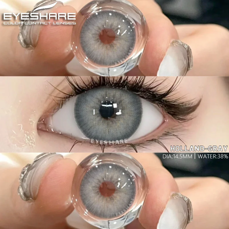 EYESHARE 1Pair New Colorcon Colored Contact Lenses for Eyes Green Eye Lenses Blue Lenses Fashion Gray Beauty Pupils Yearly Use