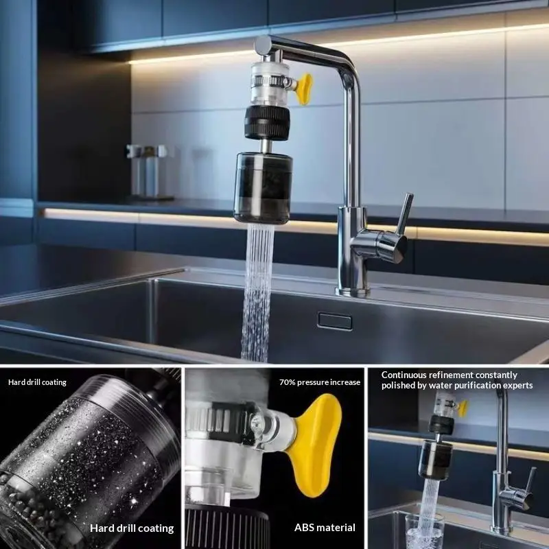 Water Filter Efficient Impurity Removal Durable ABS Body For Home Kitchen Drinking Water Use Titanium Faucet