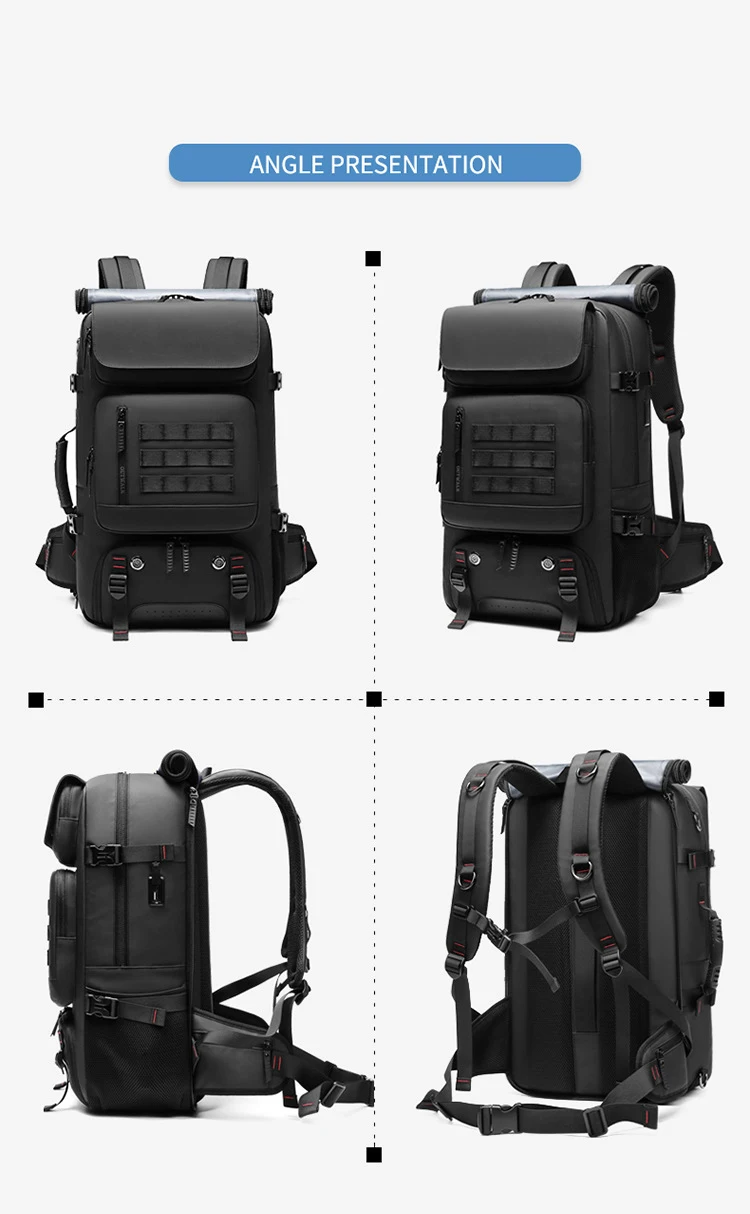 Imagem -05 - Mochila de Viagem Impermeável para Homens Mochila Laptop Mochila de Negócios com Sapato Separado 60l Exterior