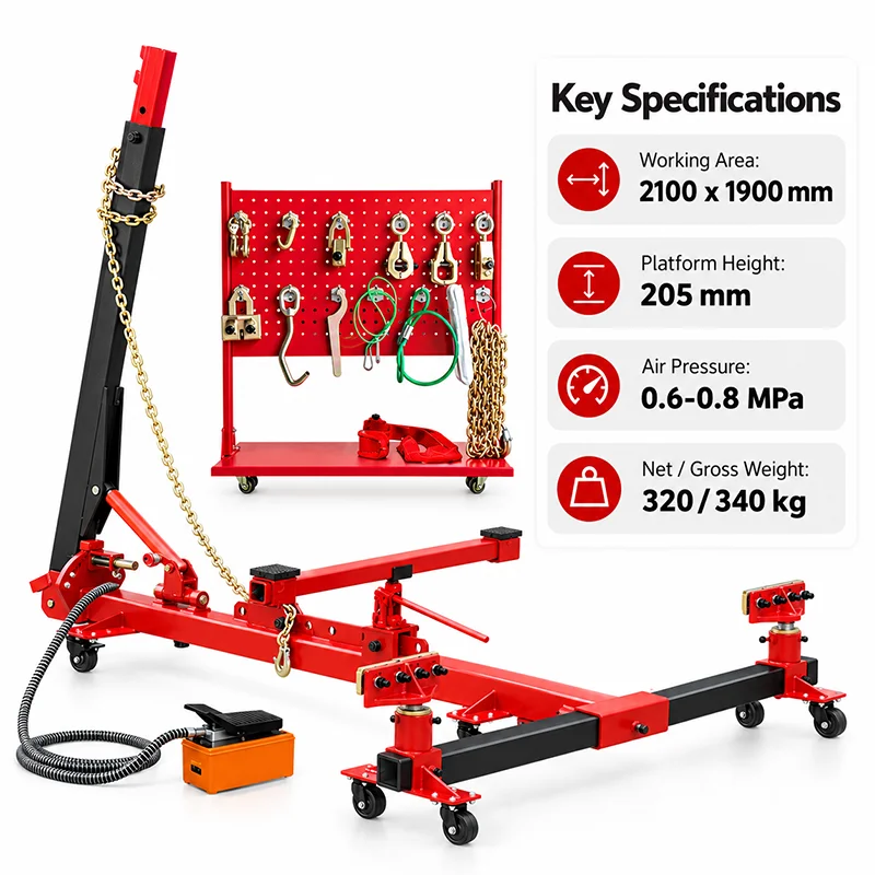 Portable Auto Body Frame Straightener, Hydraulic Pulling Tower, Car Chassis Collision Repair Machine with Tool Cart