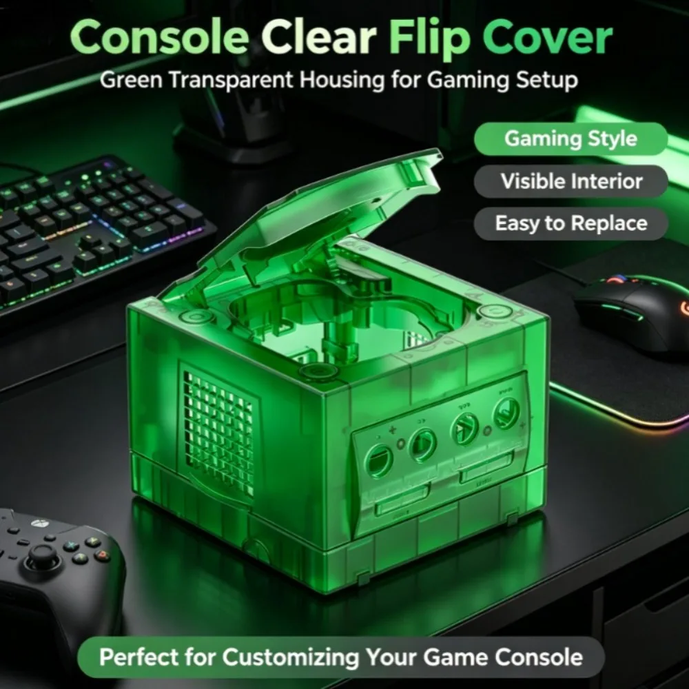 transparent-replacement-housing-shell-for-gamecube-ngc-console-clear-plastic-case-cover-fit-dol‑001-dol‑101-game-console-repair