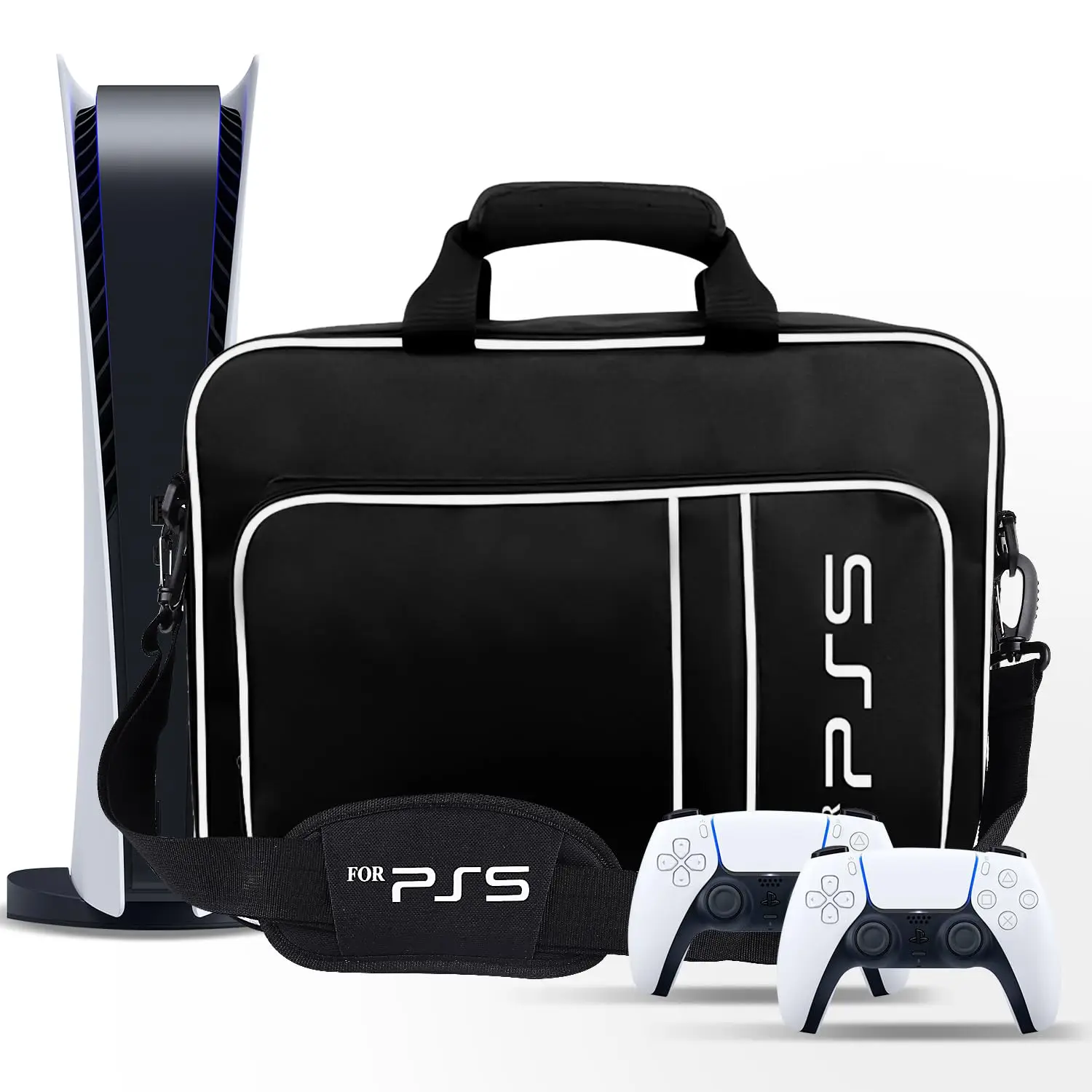 For PS5 Travel Case for PS5 Protective Case Bag Suitable for PS5 Disc/Digital Edition Console, Controllers, Game Cards, Headset