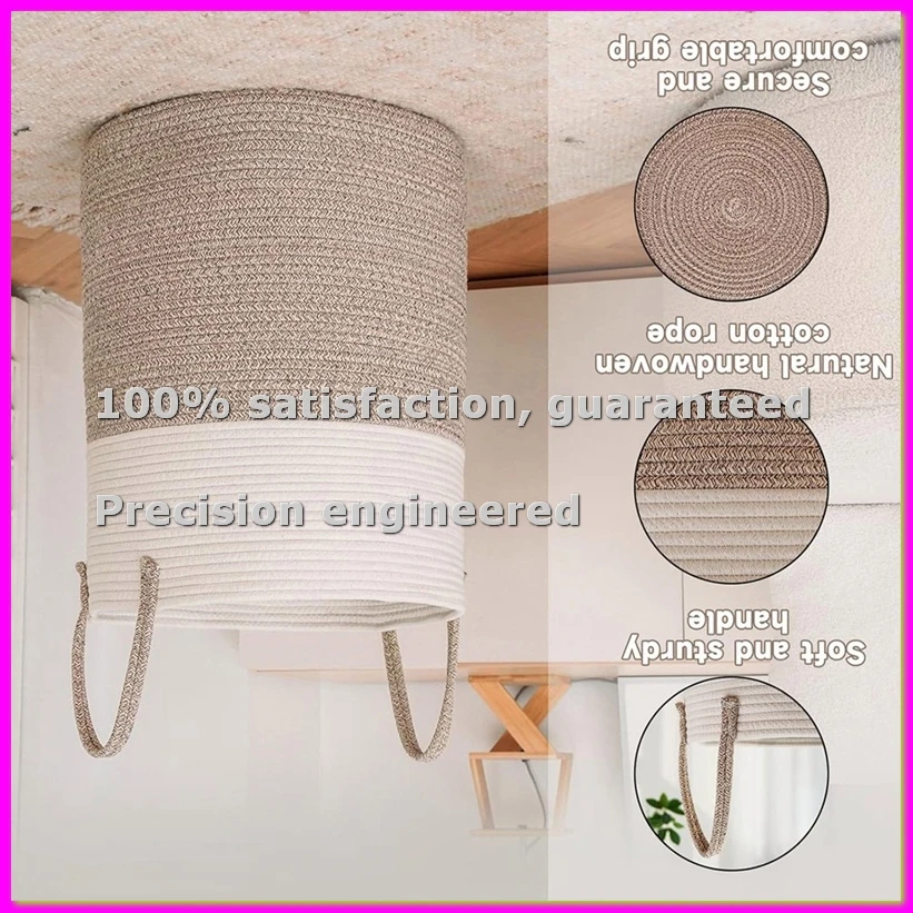 

Большая плетеная корзина для белья, хлопковая веревочная корзина для хранения одеял, игрушек и одежды, плетеная хлопковая веревочная корзина для белья - AD23