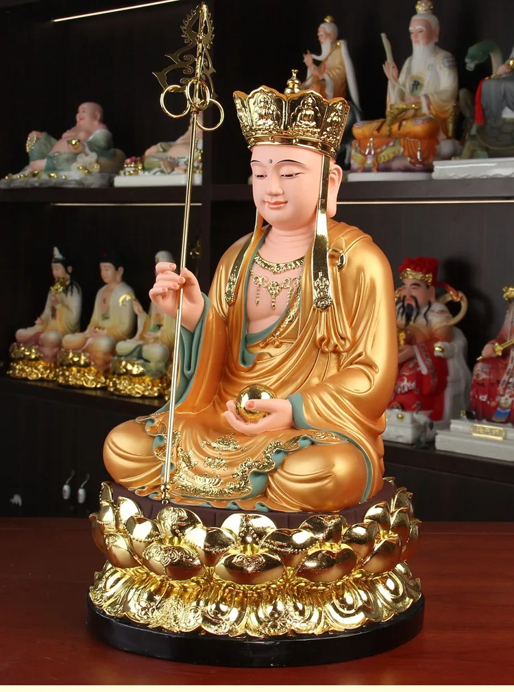 Wholesale Buddhism figure ksitigarbha bodhisattva buddha HOME temple clan hall protection Propitious Prosperity safety statue view 3