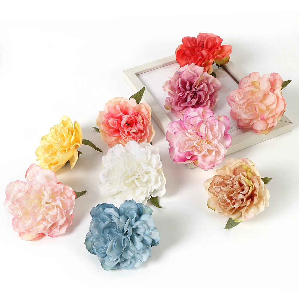 Peônias De Seda Artificial para o pano de fundo do casamento, Flores falsificadas, Peony Flower Wall, Decorações De Bolo De Aniversário, 5PCs