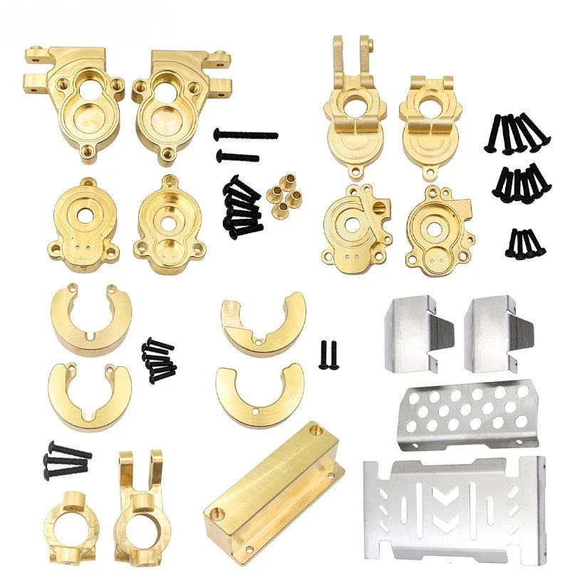 Brass Upgrade Parts Set For YK4106 YK4107 1/10 RC Car Steering Cup Rear Axle Seat Counterweight C Block Armor