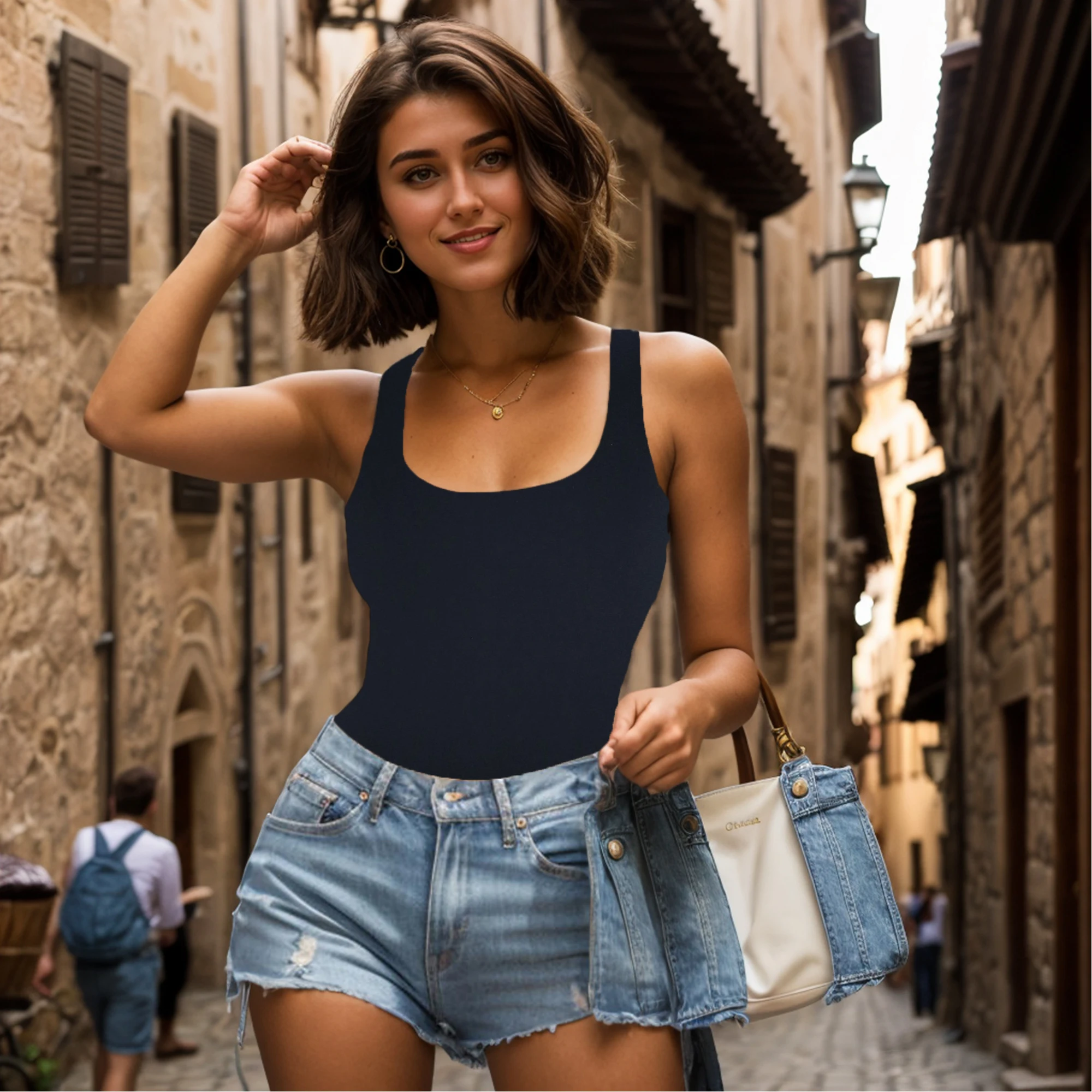 Summer Jumpsuit Women Sleeveless Sexy Black Body Tops Fashion Streetwear Soft Breathable Bodysuits Clothing Female Blouse
