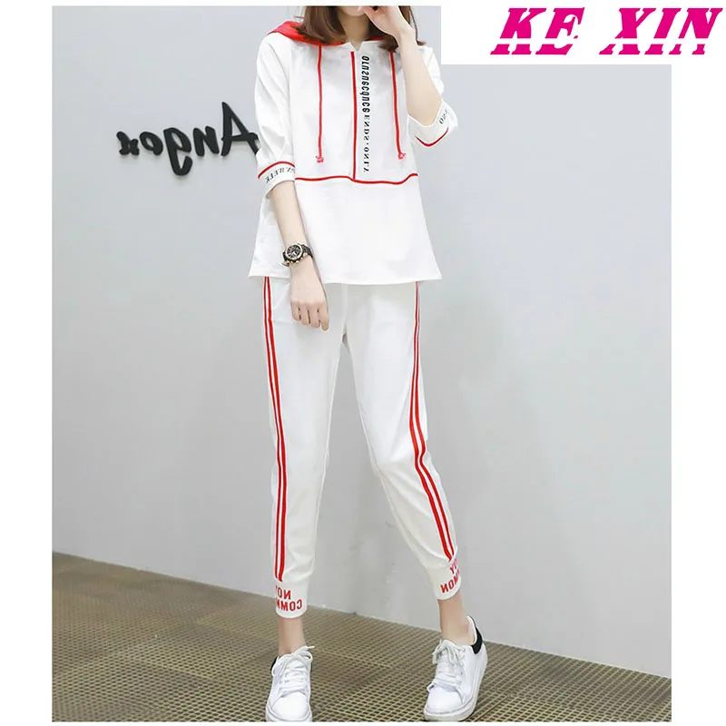 

Casual sportswear set for women 2025 summer new Korean version loose hooded sweatshirt wide leg shorts two-piece set