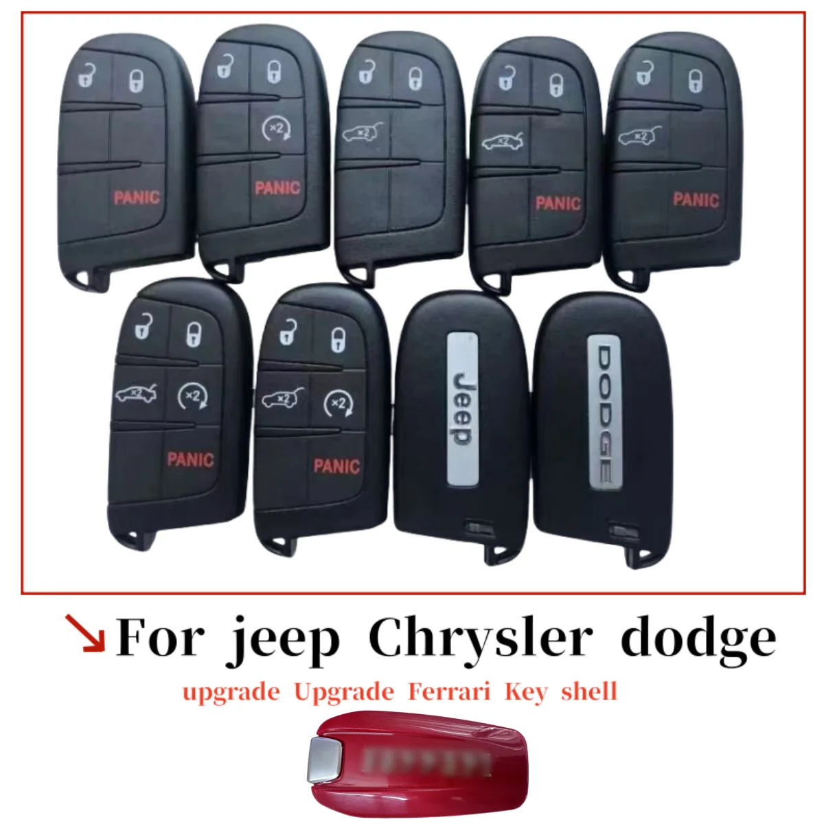 For JEEP Compass Renegade Chrysler 200 300 Dodge JCUV SRT challenger Smart Key Upgrade Ferrari Smart Key Shell