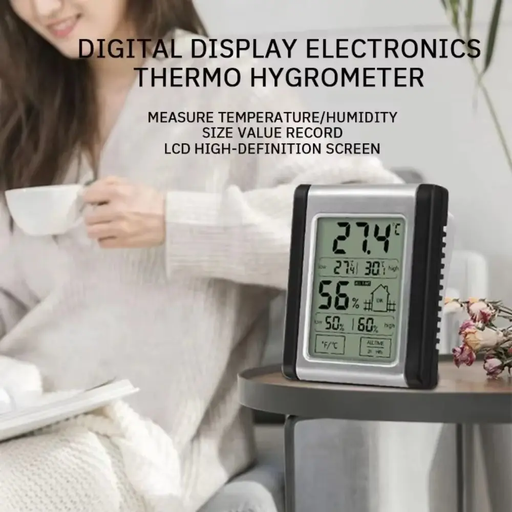 Misuratore di temperatura ad alta precisione Materiale ABS Touch Screen Misuratore di umidità Magnetismo a parete Igrometro Uso domestico