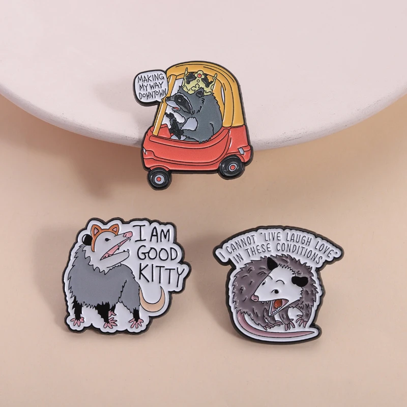 Cartoon Mouse Series Enamel Pins Lab Rat Strong Rat Gym Rat Muscle Ninja Rat Animal Brooch Lapel Badge Jewelry Gifts for Friends