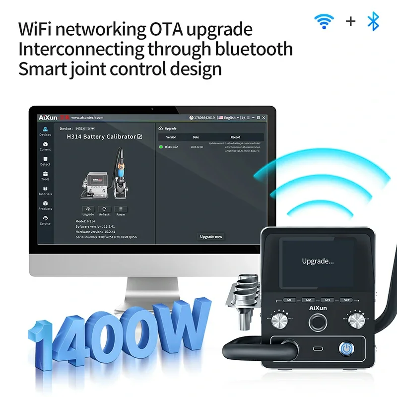 Imagem -05 - Jcid Aixun-h314 Inteligente Hot Air Gun Estação de Solda 1400w Digital de Alta Potência Bga Retrabalho Estação de Aquecimento para Smd Bga Reparação