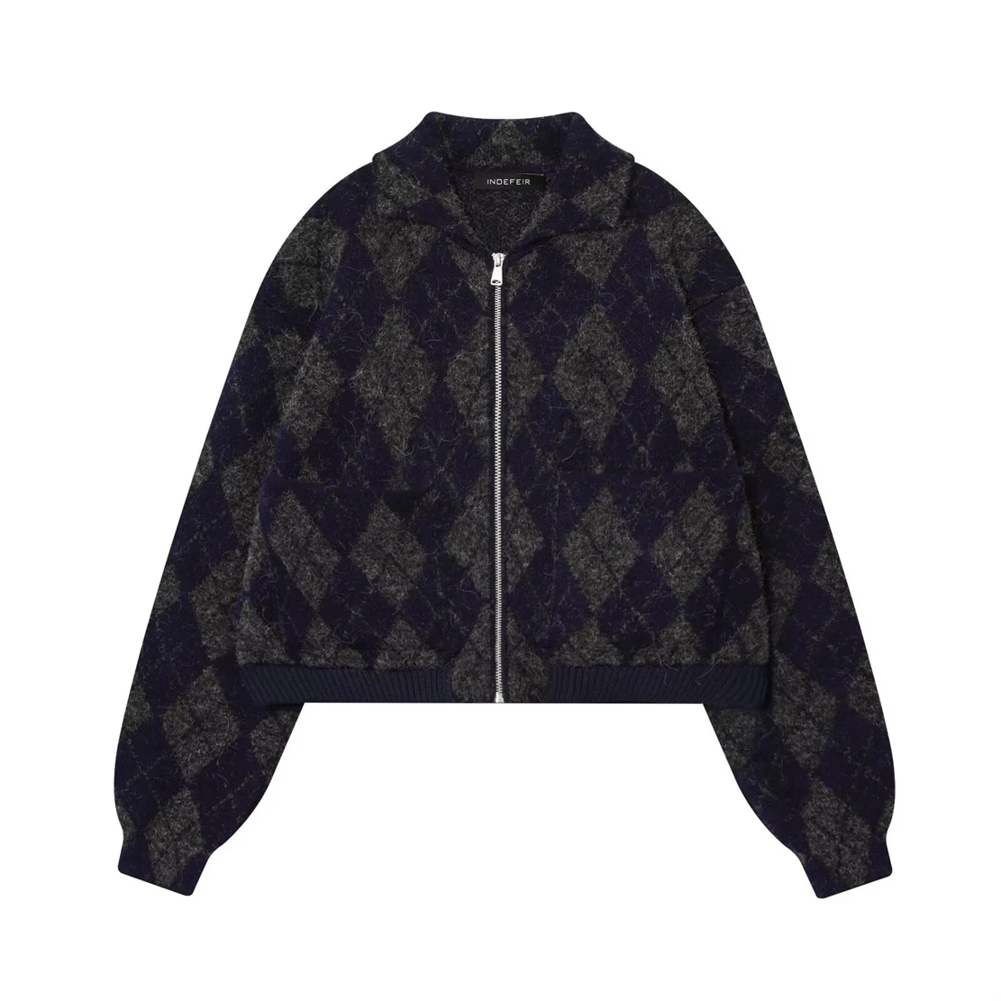 

Women's Casual Diamond-Pattern Knit Bomber Jacket Spring/Fall New Arrival Fashion Outerwear for Ladies