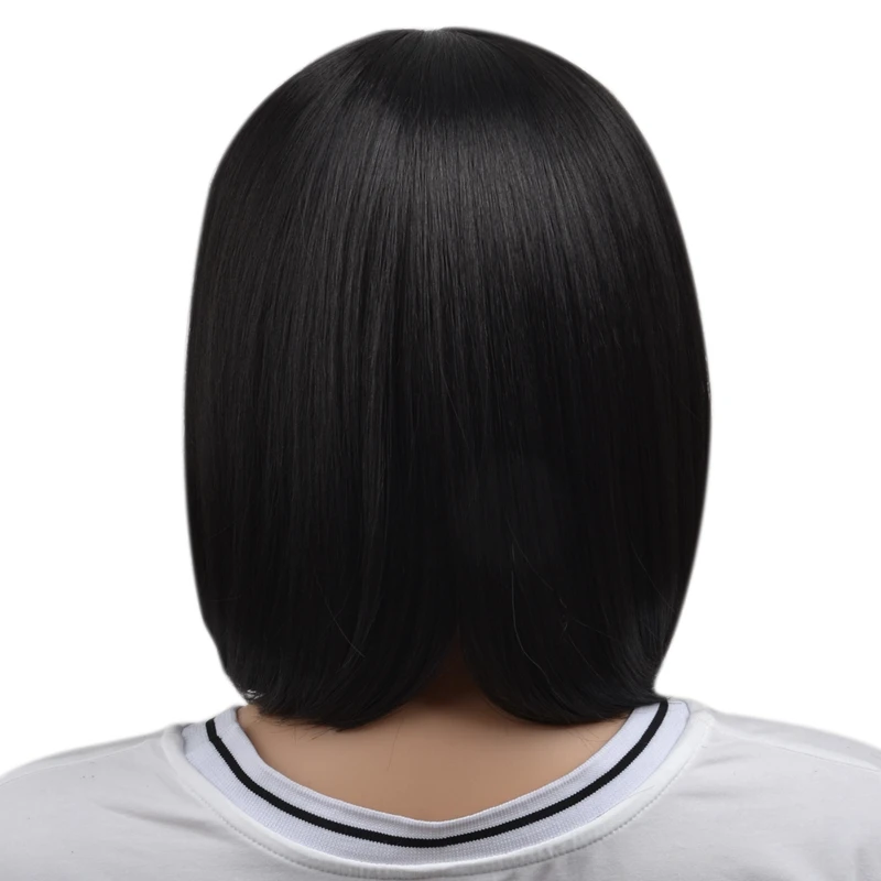 

Natural Short Straight Bob Wig Synthetic Hair For Women 40Cm Heat Resistant Female Fake Hair With Bangs Mapof Beauty Short Qi Li