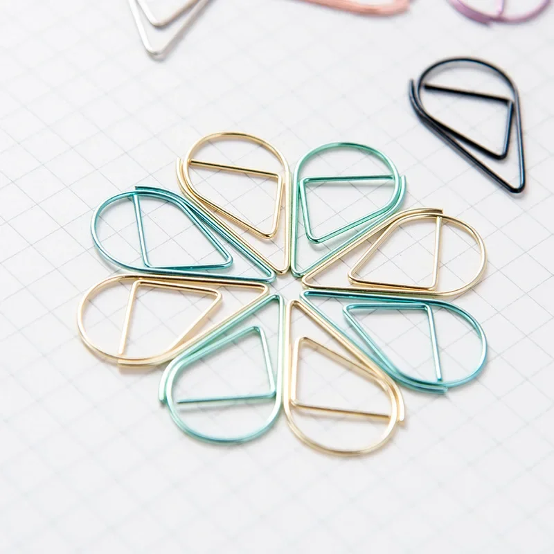 30/50 Pcs/Pack Cute Kawaii Metal Material Paper Clip Gold Silver Black Green Color Bookmark Clip Stationery Office School Supply