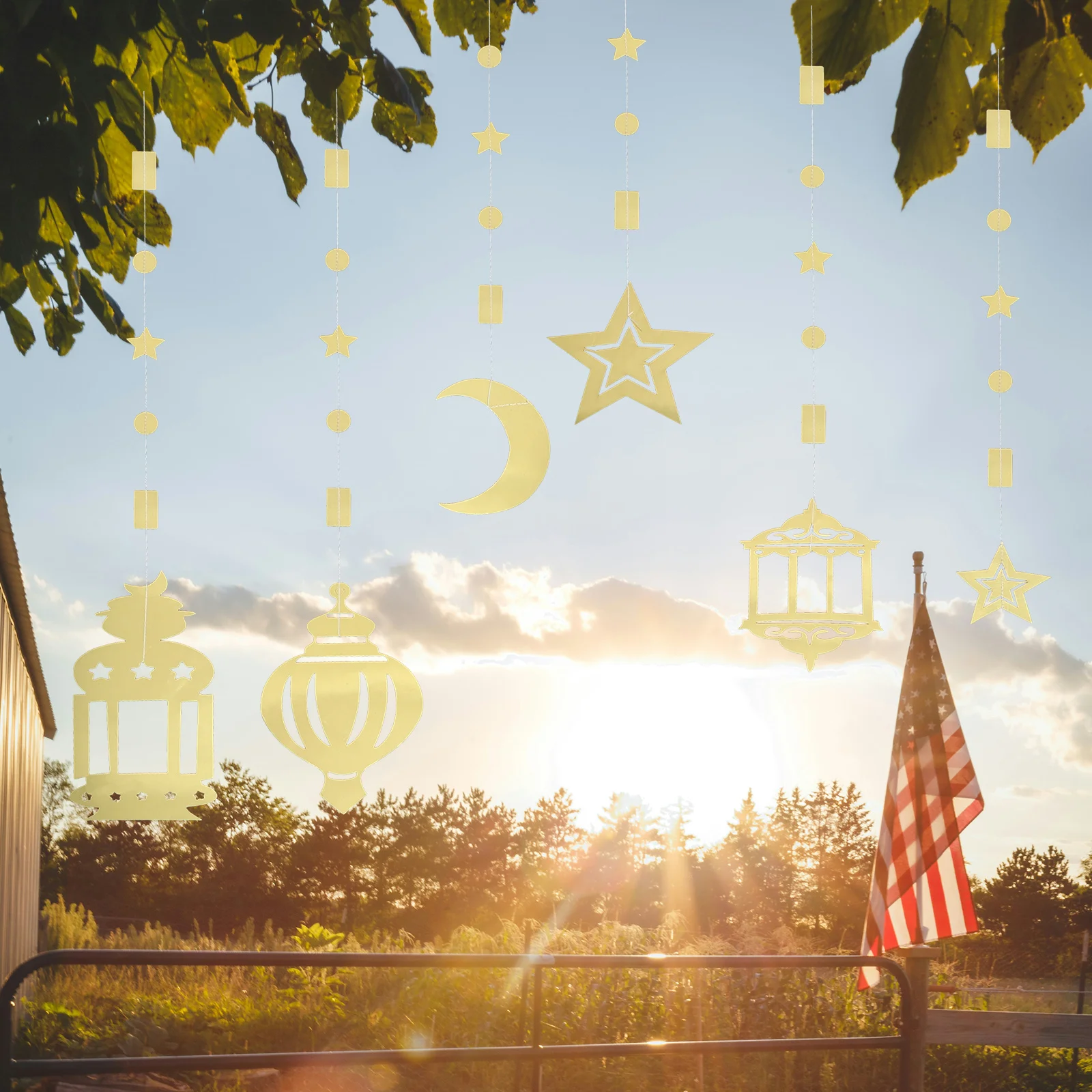 6 قطع من زينة عيد رمضان المعلقة للمهرجانات الإسلامية ومستلزمات الحفلات وديكور حفلات العيد وديكور رمضان مبارك