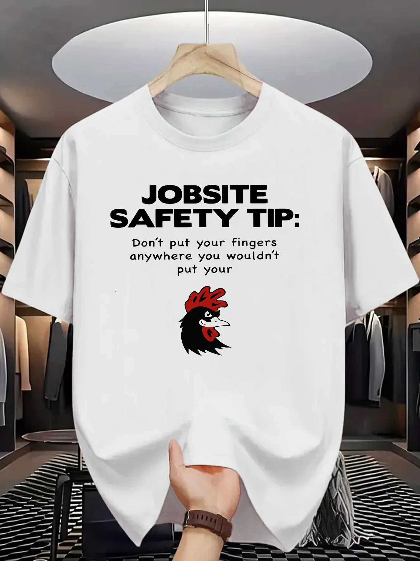 

Юмористическая футболка безопасности на строительной площадке, практичная и тканая, повседневная летняя футболка в рабочем стиле с круглым вырезом для мужчин, унисекс