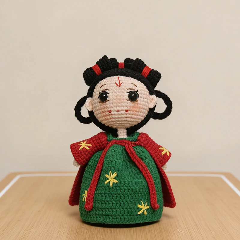 

Tang Dynasty-style female crochet doll fridge magnet,Amigurumi can be used as a small gift, Chinese style