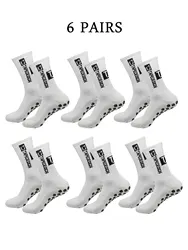 6 pairsFootball socks, men's and women's mid length anti slip training socks, breathable and thickened professional sports socks