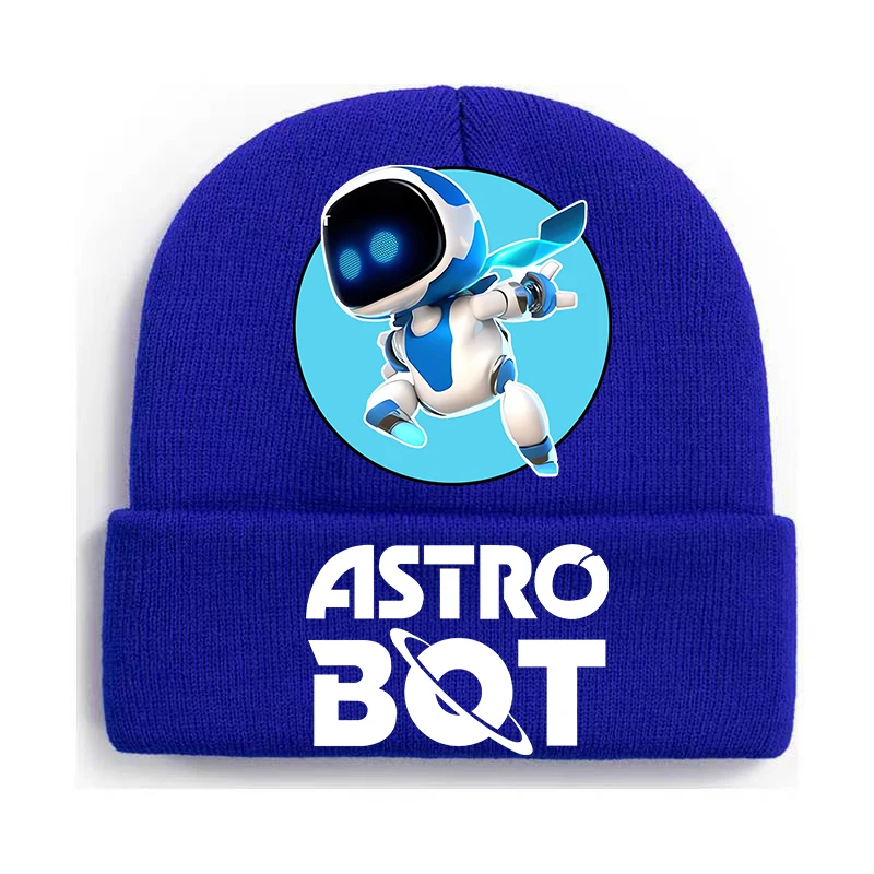 Astro Bot Game Cartoon Print Cap for Children, Cute Anime Hat, Kawaii Gifts, Warmth Sauna Gear, Fashion, Birthday Party, Winter