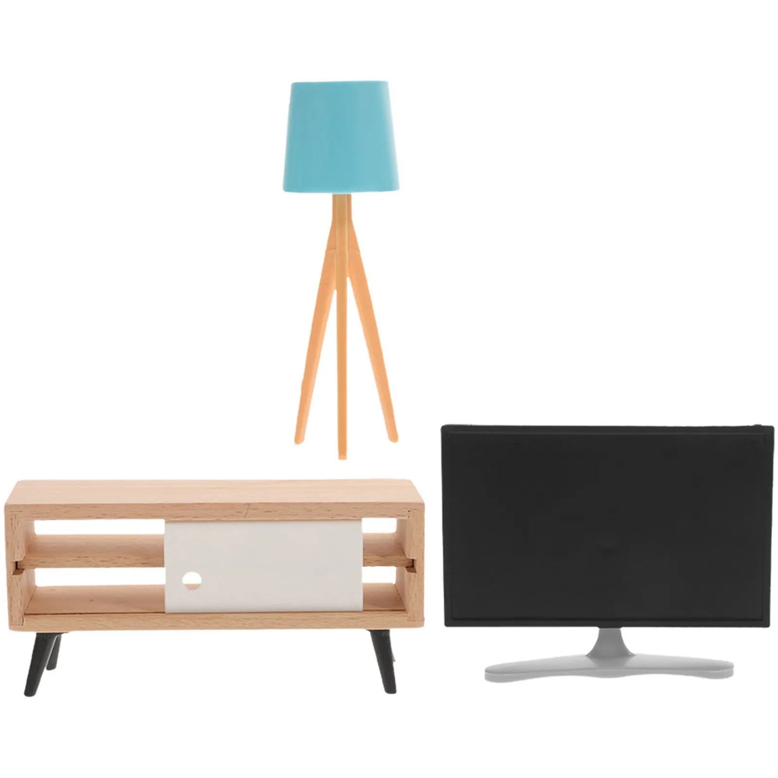 

1Set Miniature TV with Stand Cabinet for Mini House Stylish Modern Decor Excellent Craftsmanship Delicate Details Mini Furniture